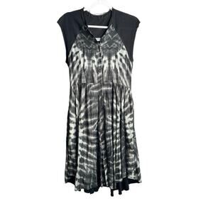 RAQUEL ALLEGRA Tie Dye Raglan Silk Dress Women's 2/M 4-6 Black Gray Green Boho‎